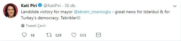Terör destekçisi Kati Piri'nin Ekrem İmamoğlu sevinci - 1