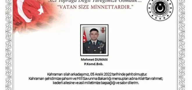 Şehit Binbaşı Mehmet Duman kaç yaşında, nereli? Şehit Mehmet Duman kimdir?