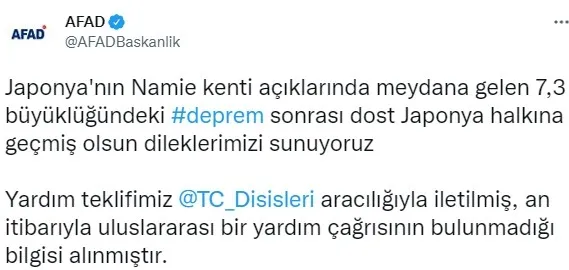 Son dakika: Japonya’da 7,3’lük deprem