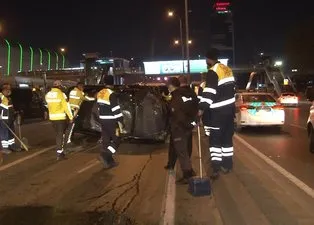 Son dakika! İstanbul’da makas terörü! Otomobil E-5’te takla attı