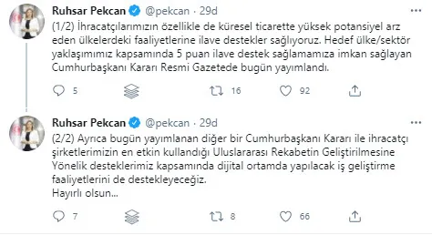 Son dakika: Ticaret Bakanı Ruhsar Pekcan duyurdu: İhracatçıya yeni destek - 1