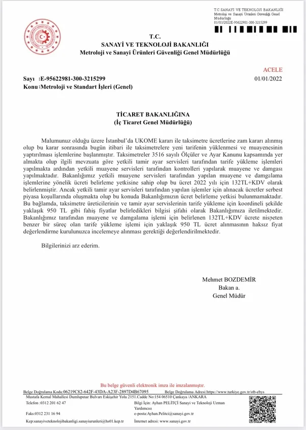 1641054626706.jpg İstanbul'da ticari taksi fiyatlarında tarife güncelleme işlemlerine yönelik inceleme başlatılıyor! Sanayi ve Teknoloji Bakanlığı harekete geçti - 3