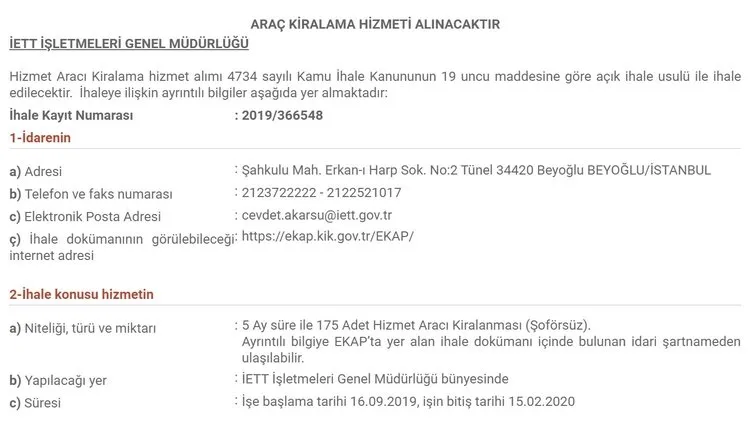 Kara propaganda yapan İmamoğlu'nun ihale ilanı: Araçlar deri koltuklu, kol dayama ve sunroof olsun - 1