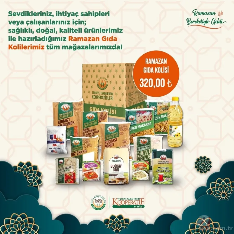 Tarım Kredi RAMAZAN Paketi 2023 | İndirimli özel fiyatlar başladı! Ayçiçek yağı, Güllaç, Tiryaki çay, Hurma, Pastırma... 2