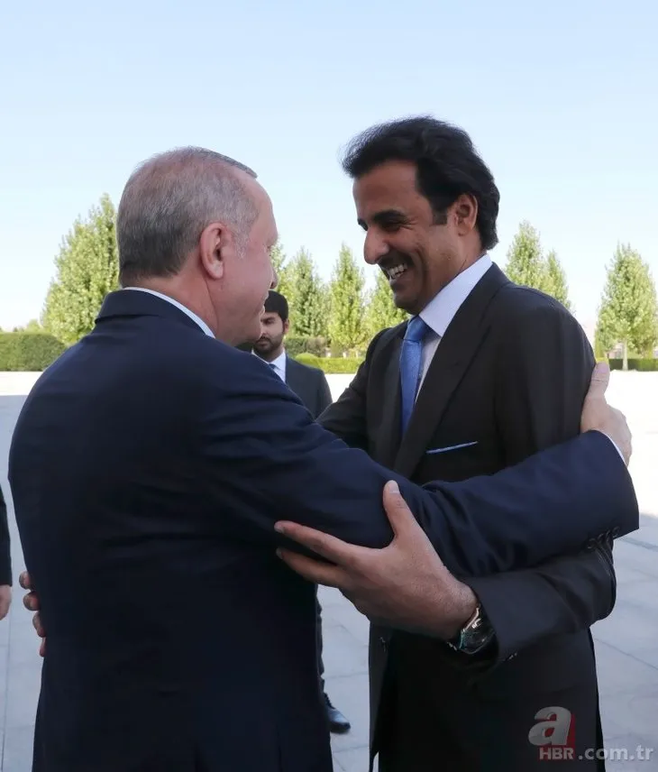 Başkan Recep Tayyip Erdoğan, Katar Emiri Şeyh Temim bin Hamed Al Sani’yi böyle karşıladı