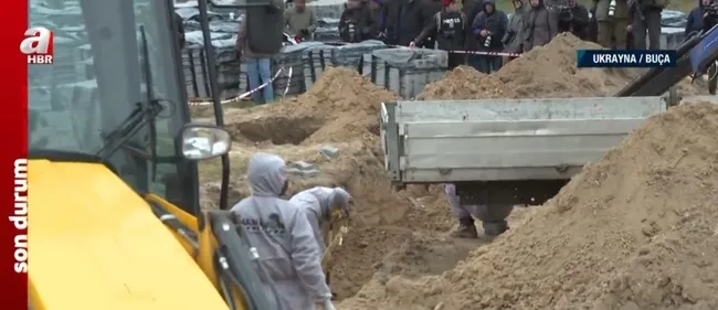 A Haber ekibi Ukrayna’da! Bucha’da bulunan toplu mezarlar açılıyor