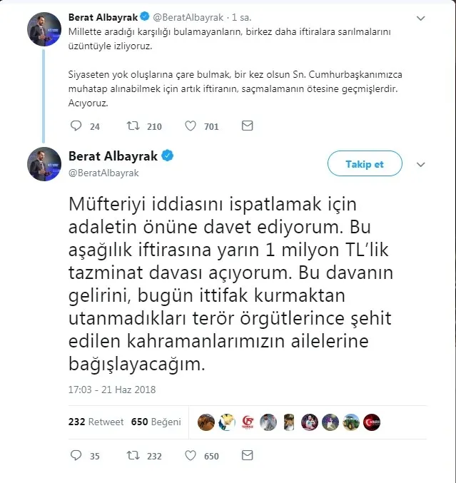 Meral Akşener'in seçim manipülasyonuna Berat Albayrak'tan dava - 1