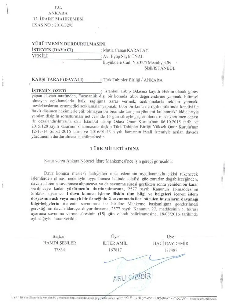 Mutia Canan Karatay In Meslekten Men Cezasi Karari Durduruldu A Haber Son Dakika Gundem Haberleri