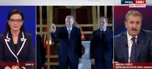 Zafer Cumhur İttifakı’nın | BBP lideri Mustafa Destici A Haber’de! İşte seçim gecesine damga vuran karenin hikayesi