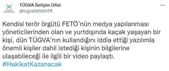 TÜGVA’dan FETÖ’cü Cevheri Güven’in iftiralarına sert tepki: Söz konusu program FETÖ’nün istihbarat ağı