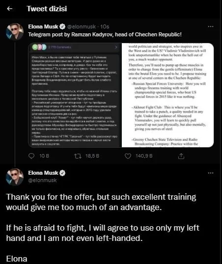 Putin’i dövüşe çağıran Elon Musk’a Rusya’dan misilleme: Sen küçük şeytansın! Çeçen Lider Kadirov da düelloya katıldı