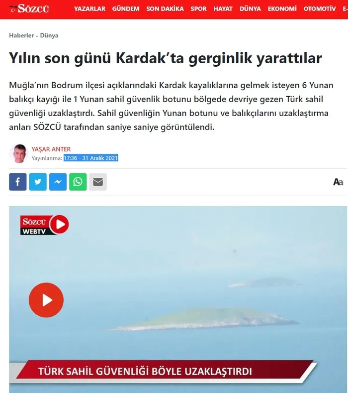 Sahil Güvenlik Komutanlığından Kardak gerginliği iddiasına flaş yanıt