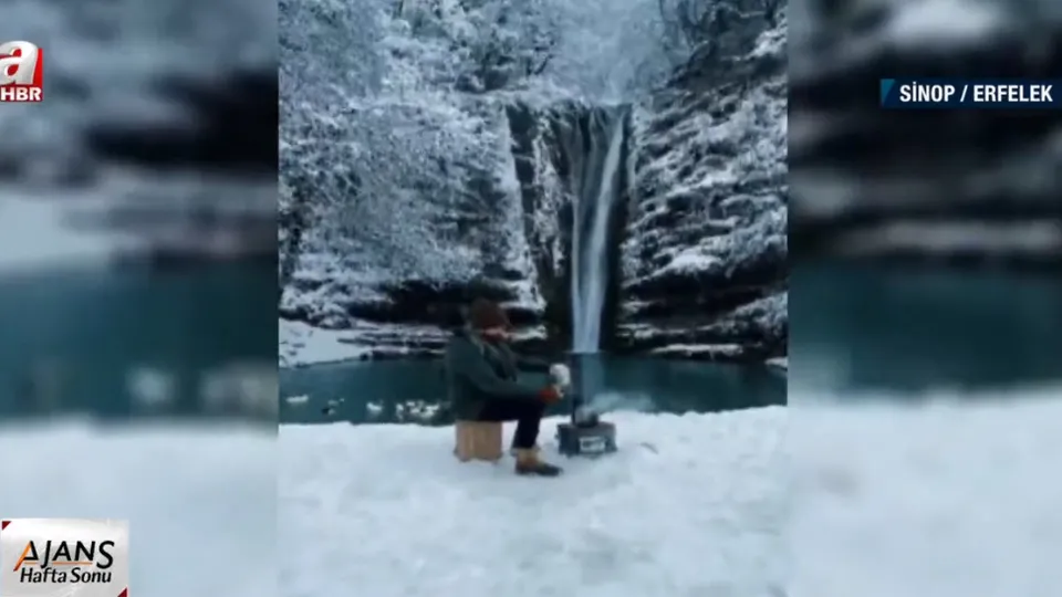 Sinop’ta Erfelek Şelaleleri beyaza büründü