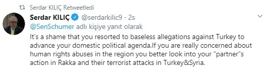 Türkiye'den ABD'li Demokrat Senatör Chuck Schumer'e tepki: Ortağınız YPG-PKK'nın eylemlerine bakın! - 2