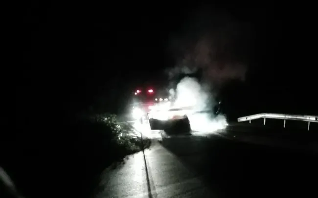 Bursa’da bir gün önce aldığı araba seyir halindeyken alev alev yandı - 1