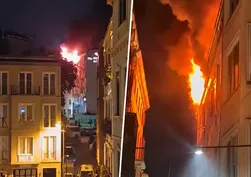 Taksim'de korku dolu gece! 6 katlı binanın çatısı alev topuna döndü