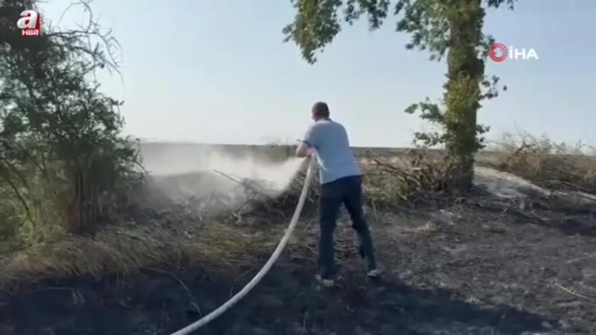 Gönen’de buğday tarlasında çıkan yangında 50 dönüm arazi kül oldu