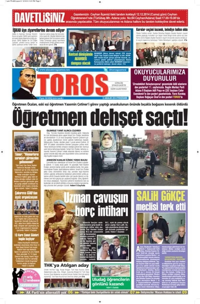 11/12/2014 - Anadolu gazeteleri manşetleri
