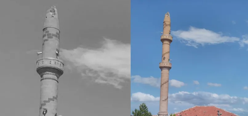 Yıldırım düşen caminin minaresi yıkıldı