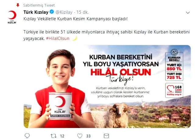 Kurban vekalet bedeli ne kadar? Kızılay kurban vekalet bedelini açıkladı! - 1