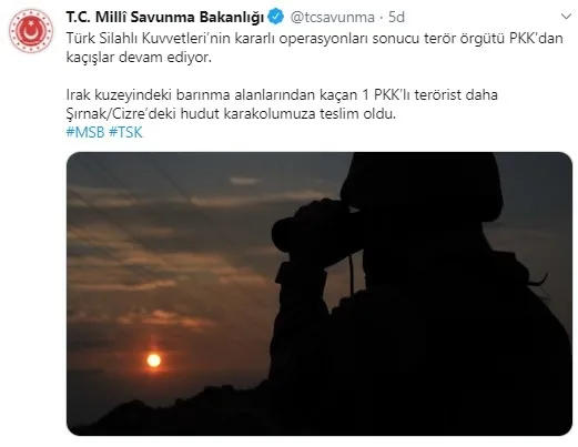 MSB: PKK'dan kaçışlar devam ediyor! Teslim oldu - 1