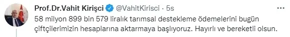 Son dakika: Tarımsal destekleme ödemeleri başladı | Tarım ve Orman Bakanı Vahit Kirişci duyurdu - 1