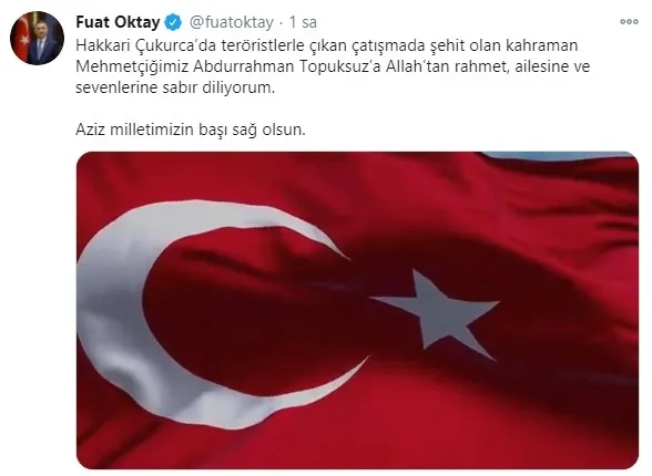 Hakkari’de Piyade Uzman Çavuş Abdurrahman Topuksuz şehit oldu