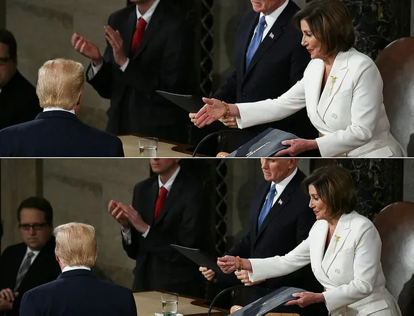 ABD’de gergin anlar: Trump, Pelosi’nin elini sıkmadı! Pelosi de konuşma metnini yırttı