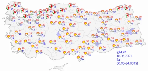 1621263627783.png Meteoroloji Genel Müdürlüğü'nden son dakika uyarısı! Sıcaklıklar düşecek sağanak geliyor! İstanbul Ankara İzmir hava durumu - 4