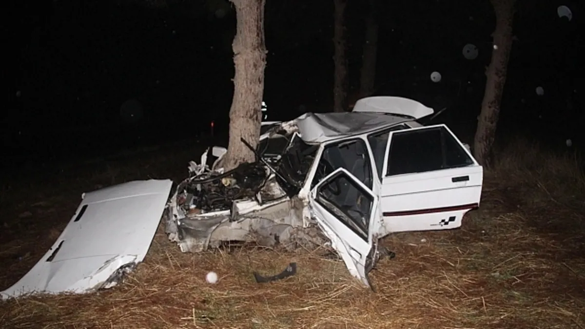 Kazada ağaca çarpan otomobil hurdaya döndü: 2 yaralı