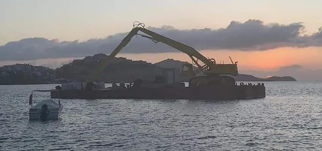 Bodrum'da bir garip olay! Kepçe denize daldı