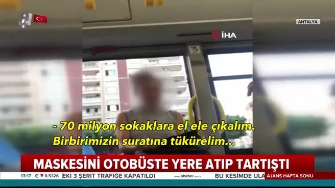 Maskesini Otobuste Yere Atip Tartisti Ahaber Video Izle