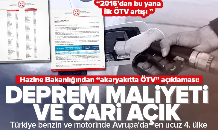 Hazineden akaryakıtta ÖTV artışı açıklaması