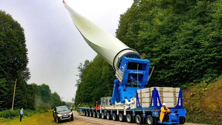 Ordu'da rüzgar enerji santrali kanat türbinleri böyle götürüldü - 1