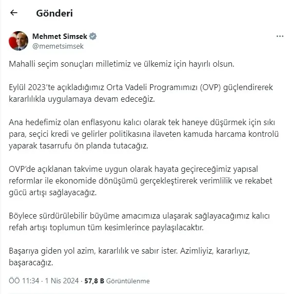Son dakika | Bakan Mehmet Şimşek'ten enflasyon açıklaması: Tasarrufu ön planda tutacağız - 1