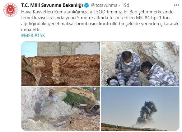 MSB: El-Bab'ta 1 tonluk bomba imha edildi - 1