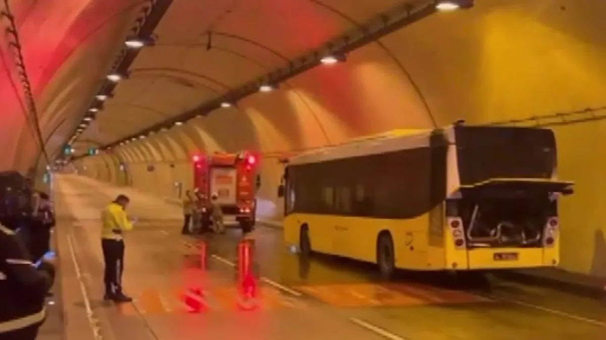 Bomonti Tüneli’nde otobüs yangını
