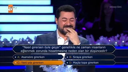 maNga’nın solisti Ferman Akgül Milyoner’in yılbaşı özel bölümünde Yeşilçam klasiğini bilemedi