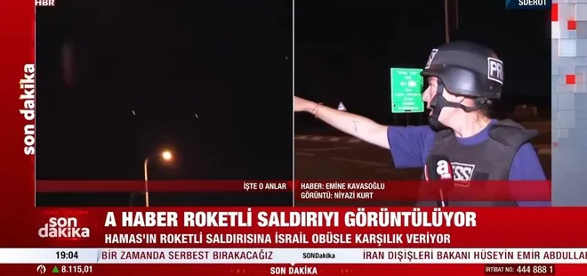 A Haber canlı yayınında sıcak anlar! İşte roketli saldırı anı