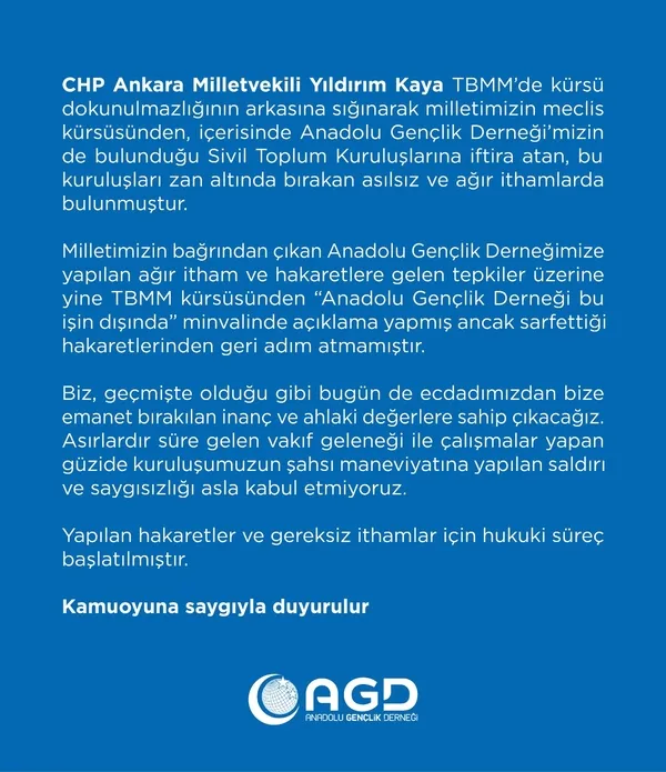 Millet İttifakı’nda çatlak büyüyor! Saadet Partisi’ne yakın Anadolu Gençlik Derneği CHP’li vekil Yıldırım Kaya’ya dava açıyor