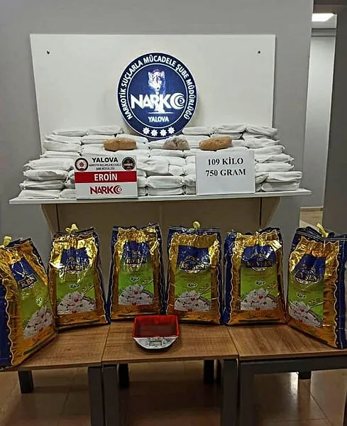Yalova'da pirinç torbaları ve bal tenekelerine gizlenmiş 192 kilo 150 gram eroin ele geçirildi - 3