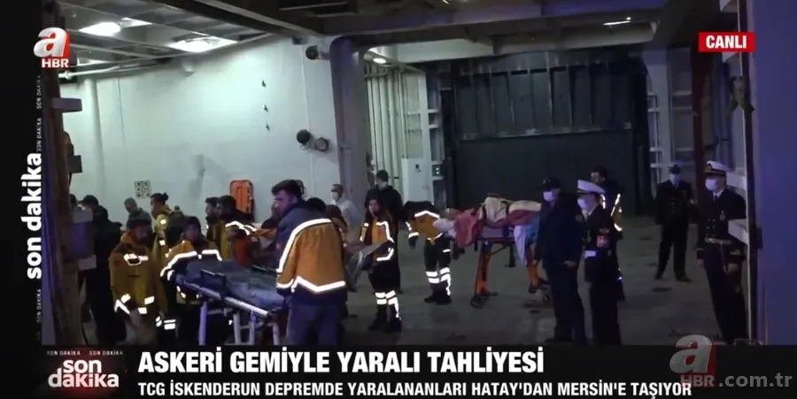 TCG İskenderun depremde yaralananları Mersin'e taşıyor 3