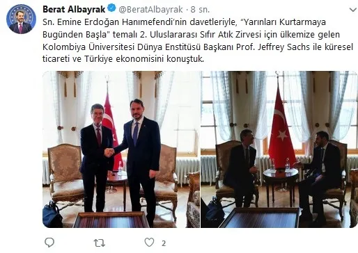 Bakan Berat Albayrak'tan Jeffrey Sachs paylaşımı - 1