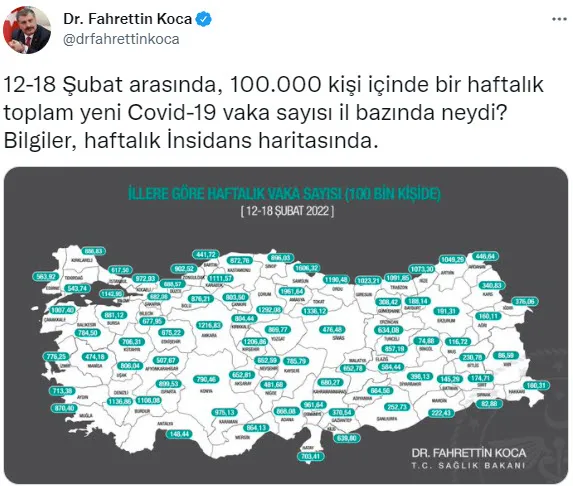 Son dakika: Sağlık Bakanı Fahrettin Koca il il vaka haritasını paylaştı! İşte en çok vaka olan il - 2