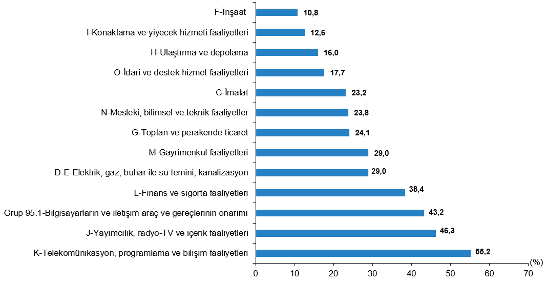 girisimlerde-bilisim-teknolojileri-kullanimi-2026-1789036857268.png Ekonomik faaliyet grubuna göre ücretli bulut bilişim kullanan girişimlerin oranı - 2026