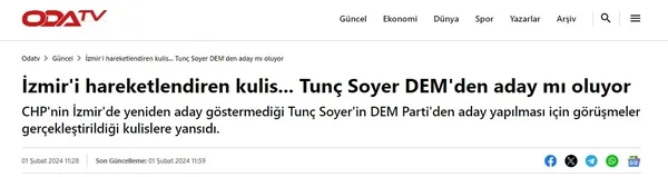 DEM Parti’nin İzmir adayı Tunç Soyer mi olacak? CHP medyasından bomba iddia: Görüşme gerçekleşti