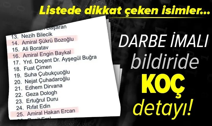 Darbe imali bildiriye imza atan 8 emekli amiral Koç Üniversitesi Denizcilik Forumu Yönetim Kurulu Üyesi çıktı!