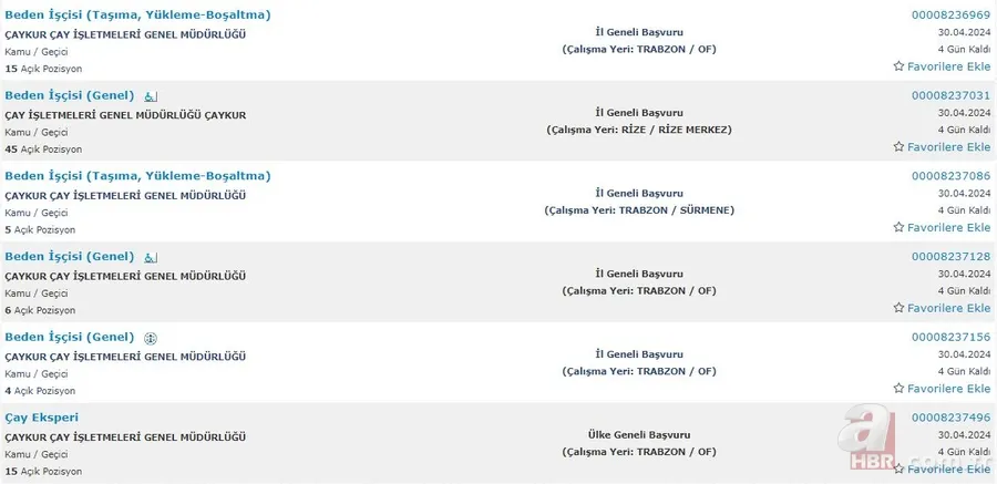 ÇAYKUR beklenen işçi alımı bitiyor! KPSS şartı olmaksızın ilkokul mezunu 1.072 aday kadrolara girecek 14