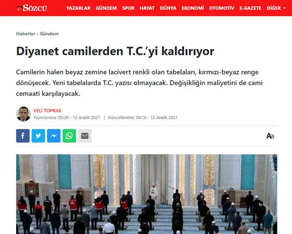 Sözcü gazetesinin yeni hedefi Diyanet! Camiler üzerinden eskiyen oyunlar