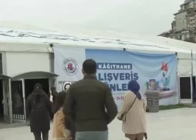 Kağıthane’deki indirim çadırına yoğun ilgi